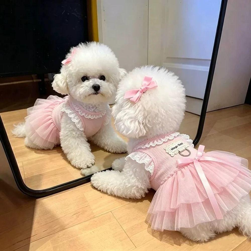 Breathable Pet Clothing Lace Tutu Puppy Skirt New Cat Dress For Small Dogs
