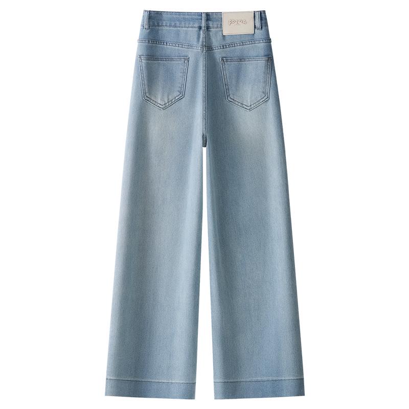 Blue Wide-Leg Slimming Spring Jeans - Loose Straight-Leg Long Trousers