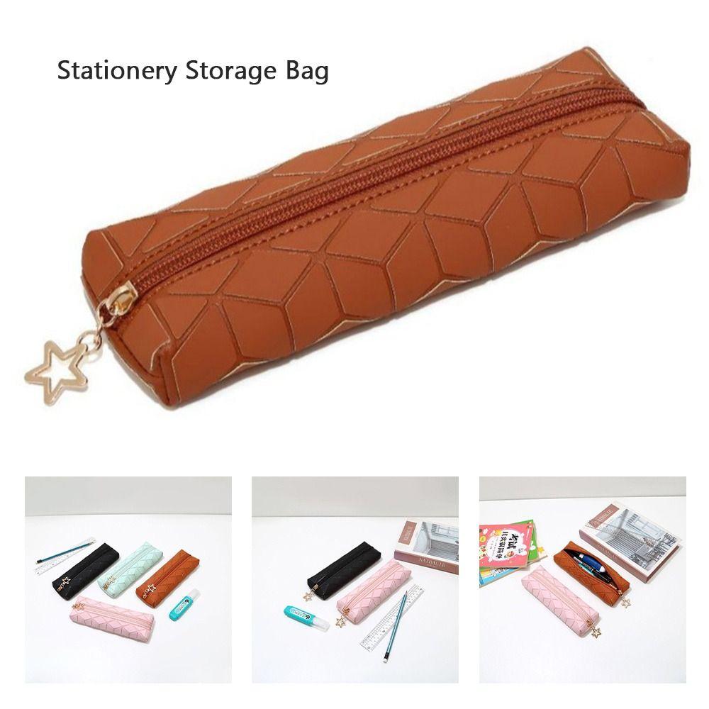 Portable Pen Bag PU Leather Stationery Storage Bag New Stationery Organizer  Students Gift