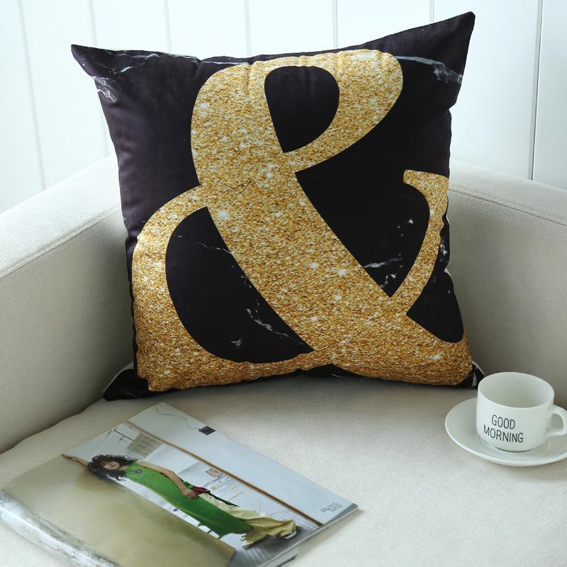 

Скандинавский Мраморный Стиль Черный Золотой Наволочка Короткий Плюш Горячее Тиснение Автомобильная Диванная Наволочка Без Наполнителя 45*45cm