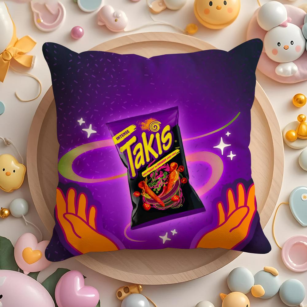 Pikpaka Funny Food C-Chips Takis Cushion Cover Plush Fabric Soft Double-Sided Printed Sofa Warm Winter Home Gift Pillow Cover
