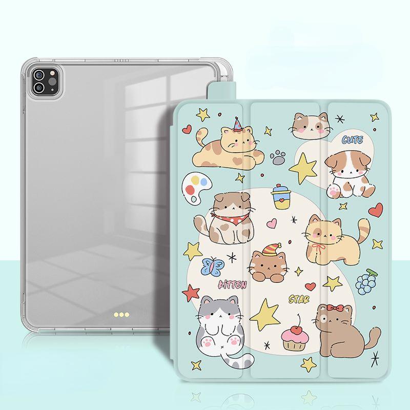 Per iPad 2021 gen9 10.2 custodia Nuova Cartone Animato Cane Carino Silicone Piatto Intero Custodia Protettiva 2018/17 gen6/5 9.7 Stile Tre Pieghe a Conchiglia