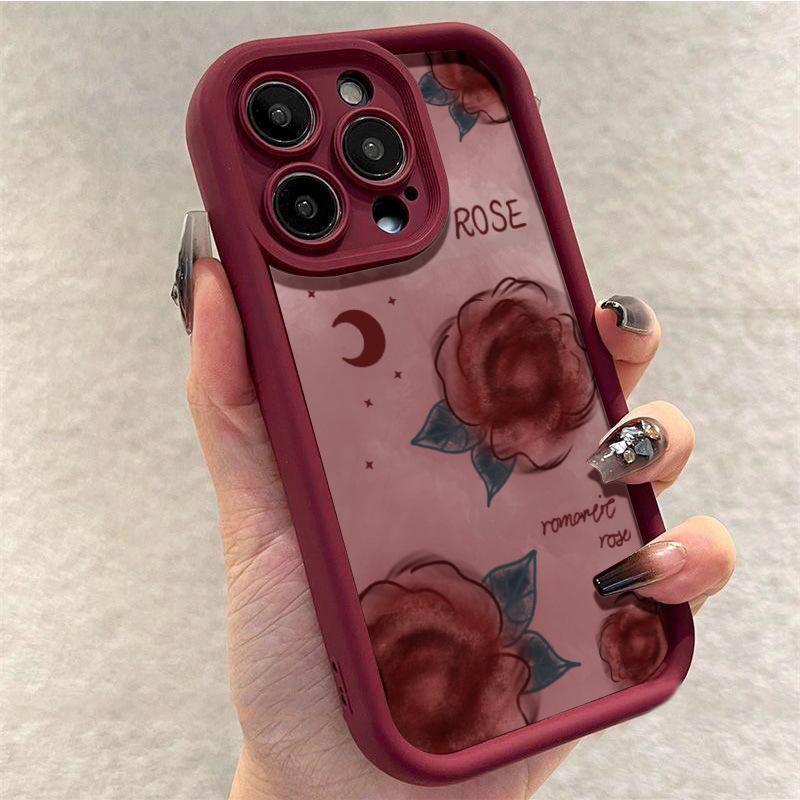 Red Rose Sky Eye Silicone Case for Apple 16 Pro Max/15/14/13/XR