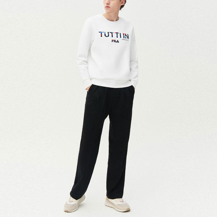 Fila Casual Sports Crew Neck Logo Printed Sweatshirt Men Sweatshirt White F51M118209F-WT