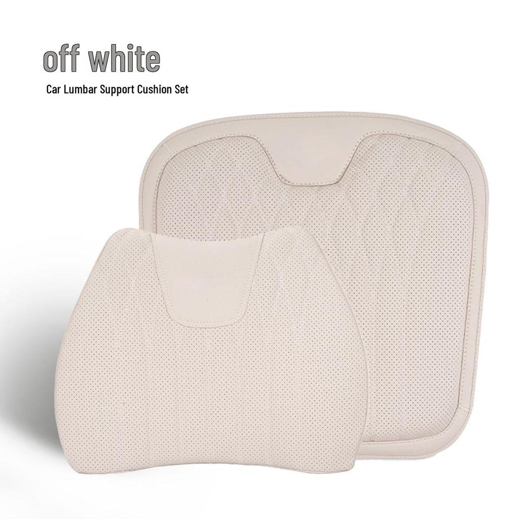 Poduszka lędźwiowa do samochodu ze skóry nappa - Uniwersalna poduszka na siedzenie z pianki memory na wszystkie pory roku