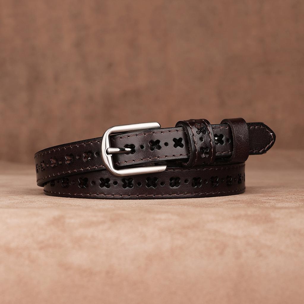 First Layer Cowhide Belt, Genuine Leather, Retro Versatile Tree Paste Leather Pin Buckle, Retro Belt, Young And Middle-Aged Belt Men