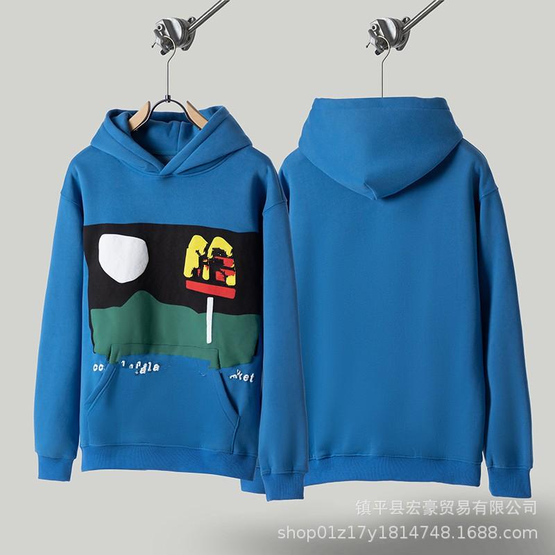 Unisex Oversized Hooded Sweatshirt With Foil Print Streetwear Cotton Pullover Fall