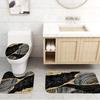 4ks luxusní mramorové sprchové závěsy Soupravy koupelnových dekorací s 12 háčky Koberec do vany Koberec na víko WC a mramorová protiskluzová podložka ve tvaru U