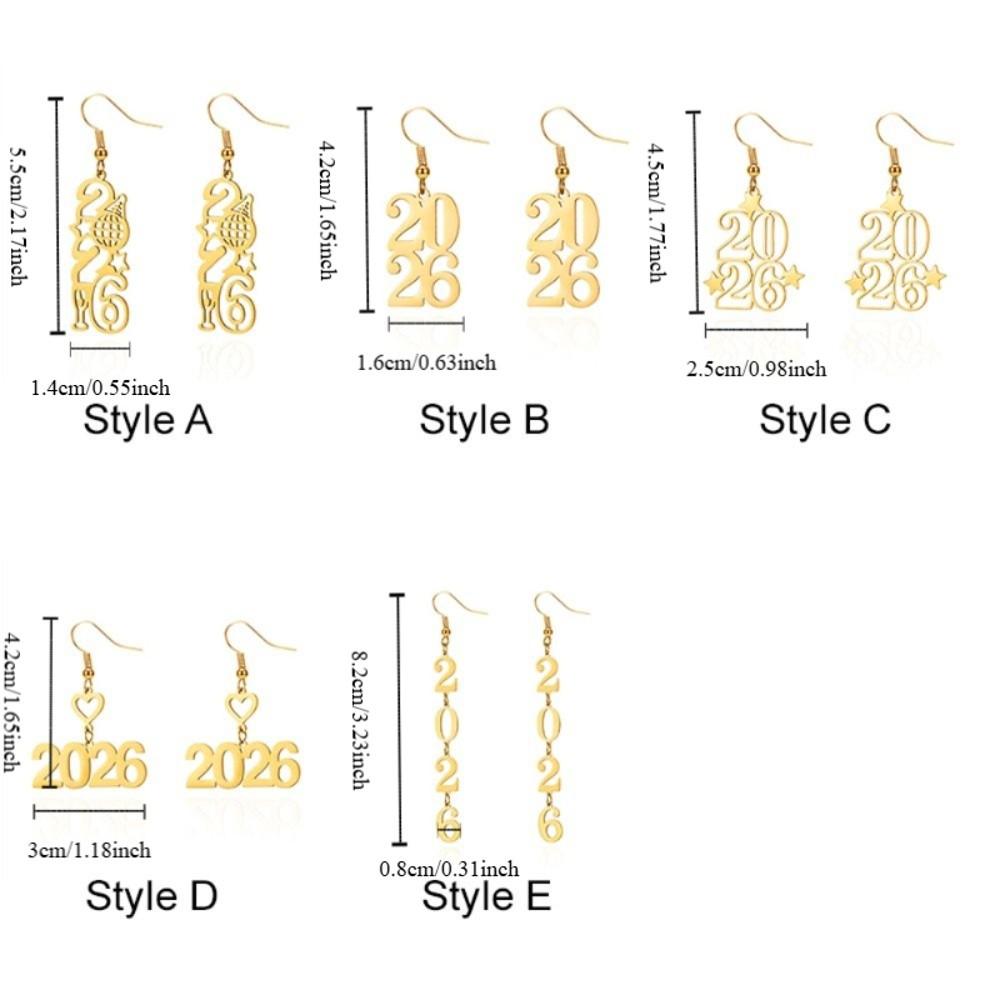 Gold Color 2026 Drop Earring Stainless Steel Ear Pendant  Spring Festival Party