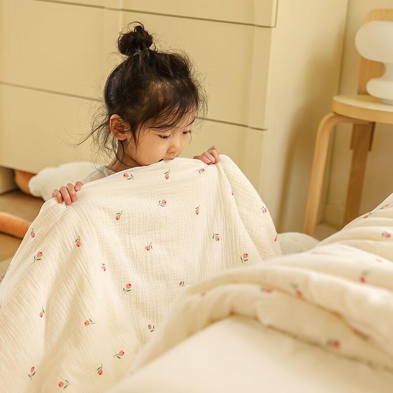 

LISM Crinkled Gauze Minky Dot Soothing Comforter