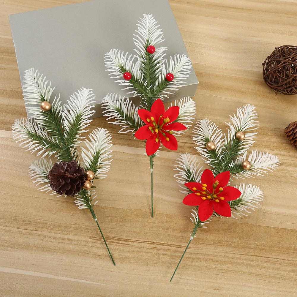 Aghi di Pino Simulati, Singoli, Natale, Aghi di Pino con Frutti in Polpa Rossa, Composizione Floreale, Casa Vacanze, Decorazione Atmosfera Fiori Artificiali