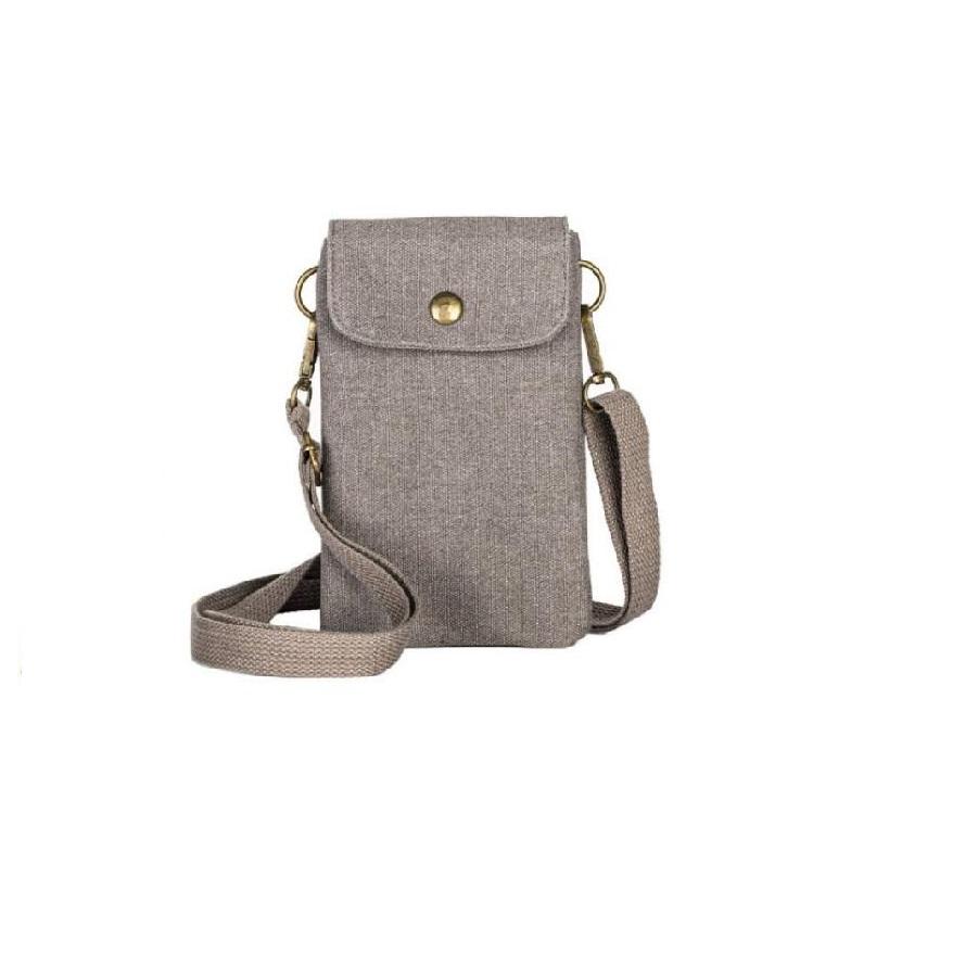 Univerzální retro plátěná peněženka Arlgseln s přezkou a crossbody popruhem, závěsný úložný prostor pro mobilní telefon 4,7-7,2 palce