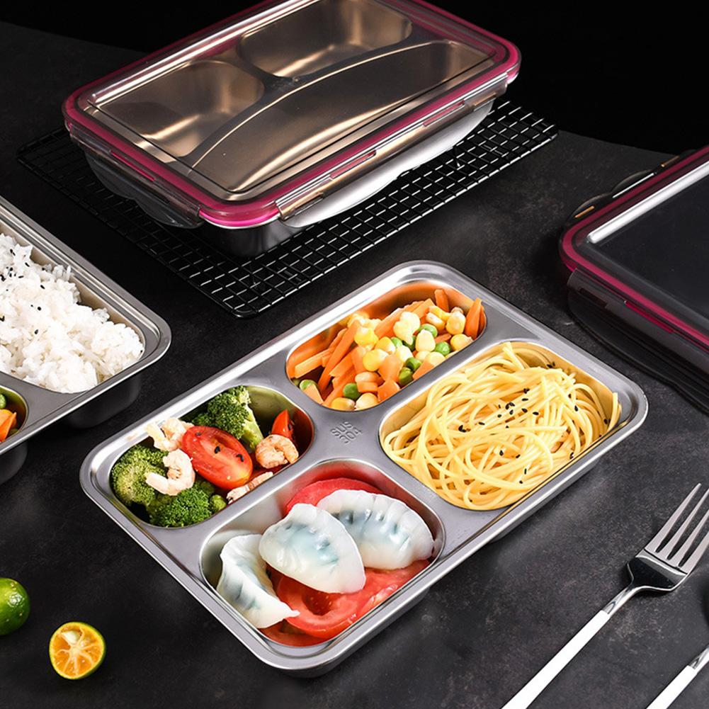 Boîte à déjeuner en acier inoxydable pour adultes Boîte Bento pour enfant Contenant alimentaire pour étudiant