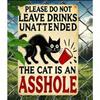 Vintage Cat Metal Poster Wall Art Bar Sign No Drinks