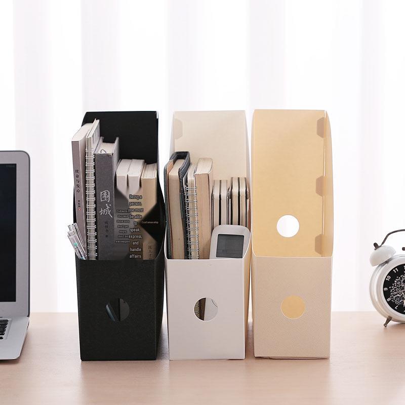 Frosted Desktop File Storage Box and Book Organizer with Bookends