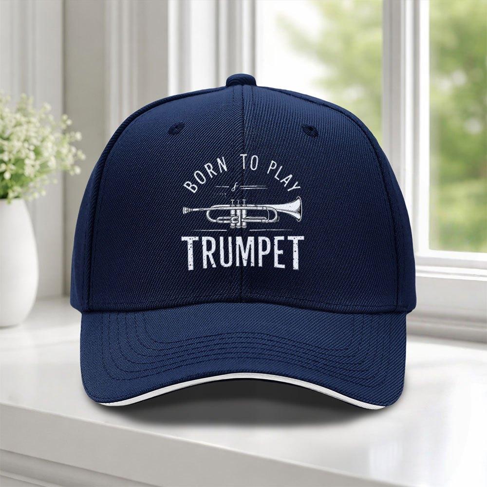 pc BORN TO PLAY Trumpet Sandwich Cap Adjustable Baseball Cap Suitable for Weddings Parties Music Festivals Bachelorette Part