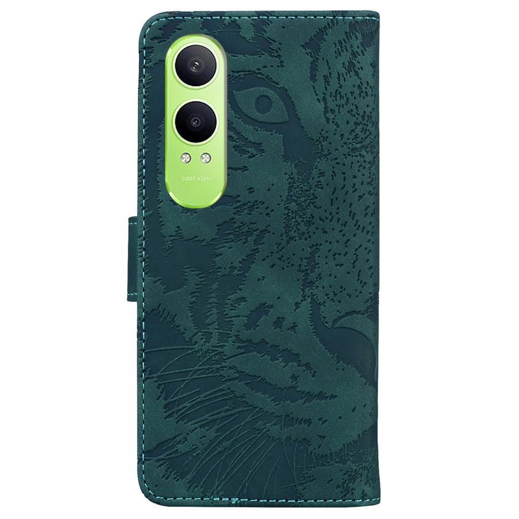 For OnePlus Nord CE4 Lite 5G/Oppo K12x 5G (China) Case Tiger Imprint Leather Shockproof Wallet Phone Cover