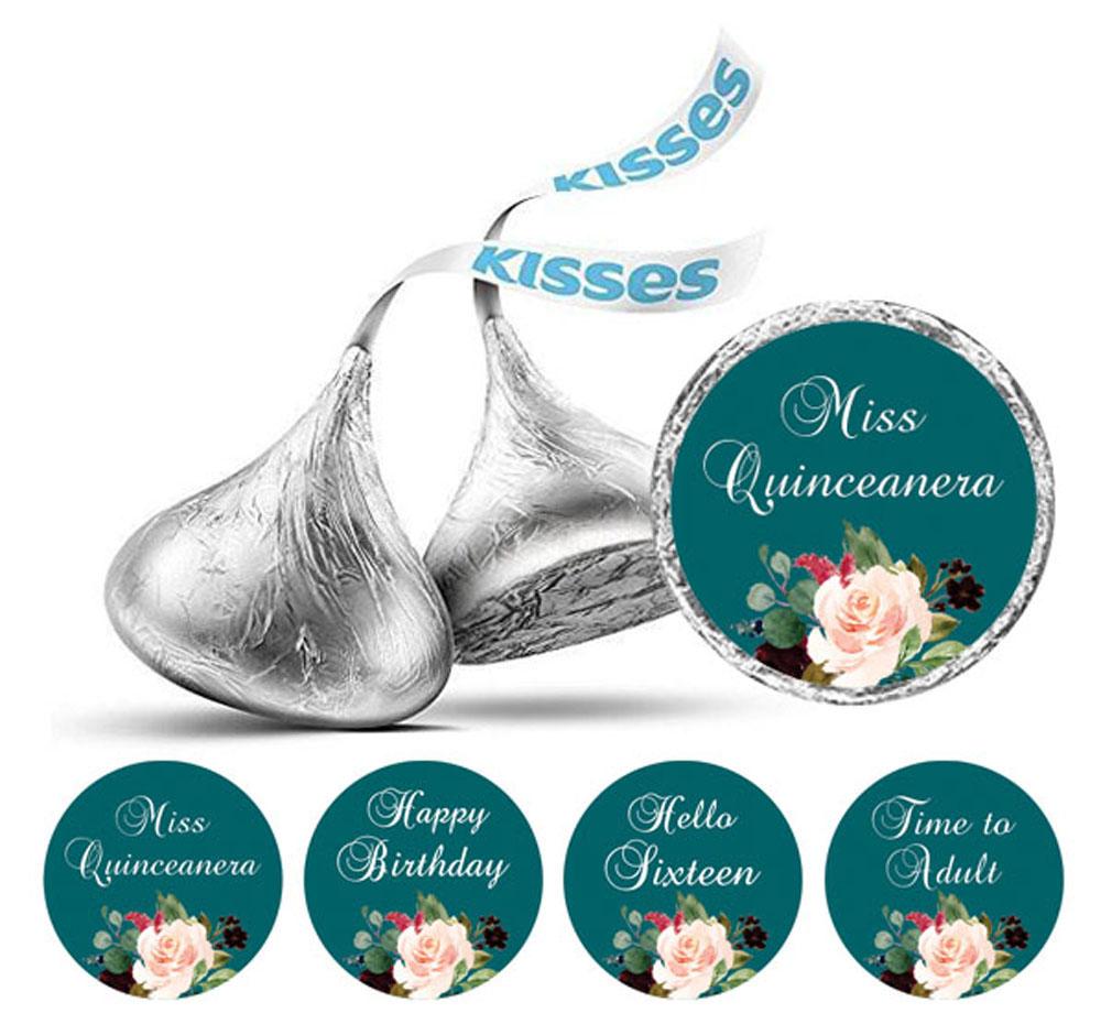 Darling Souvenir Floral Quinceanera Stickers Chocolate Candy Labels 190 Pcs DIY