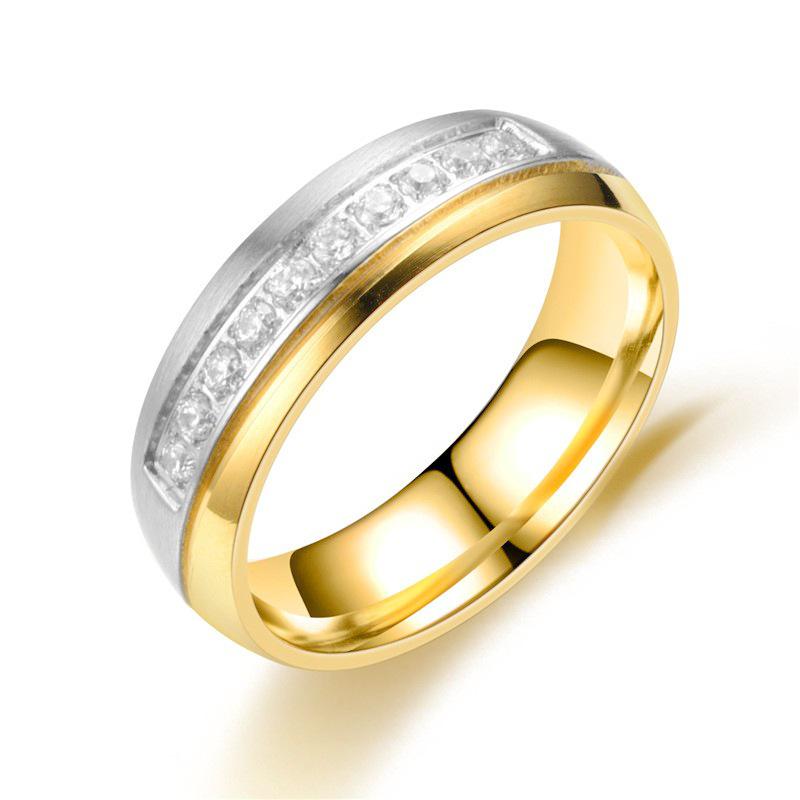 European & American Fashion Titanium Steel Diamond Couple Rings