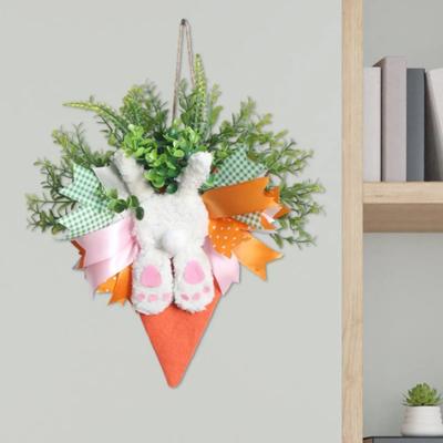 Rabbit Design Easter Wreath Artificial Material Hanging Garland  Outdoor Decoration