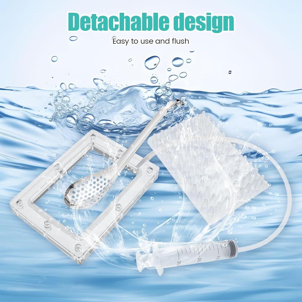 Caviar Maker Box, Spherification Dropper, Molecular Gastronomy Kit, 96 Holes Roe Sauce Dispenser Strainer Tools with Spoon and Syringe, Rapid Caviar