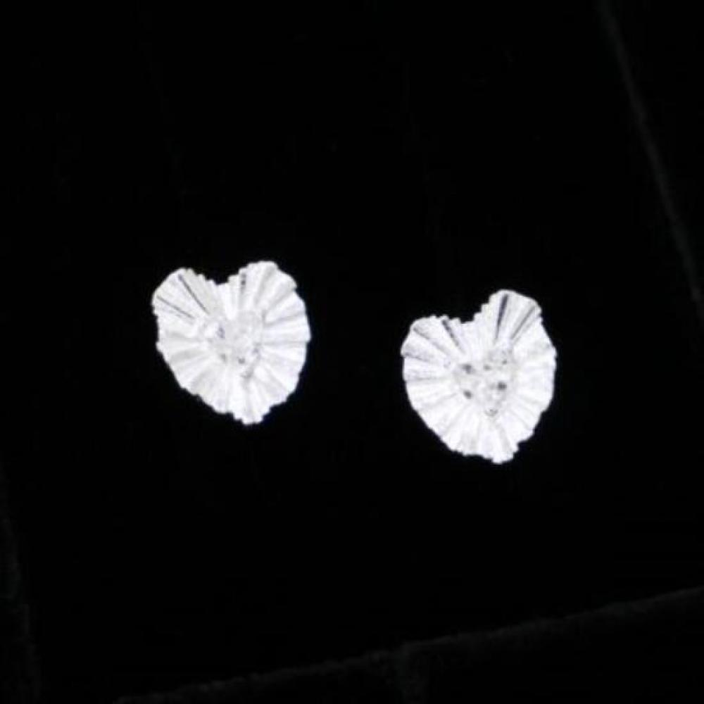New Arrivals Open Run Heart EarRings Engraved Cubic Silver925 Mini Ring One Tuch