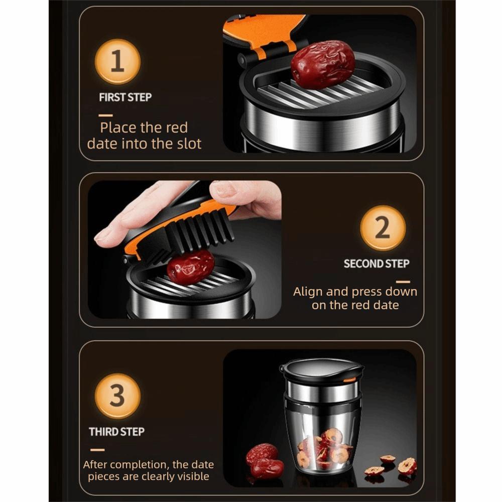304 Stainless Steel Red Dates Slicer Clear Container Vegetable Chopper  Cooking Preparation