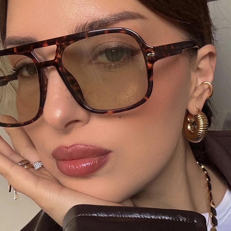 2024 Double Beam Square Sunglasses: Simple European & American Fashion, Trendy for Women