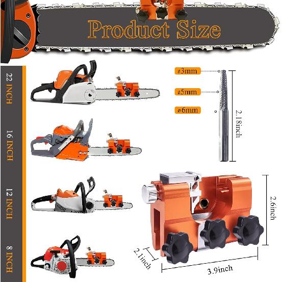 2025 Upgraded Chainsaw Sharpener with Tungsten Carbide Burr File, Hand-Cranked Chainsaw Sharpening Jig Kit, Chain Saw Sharpener Tool, Chainsaw Chain