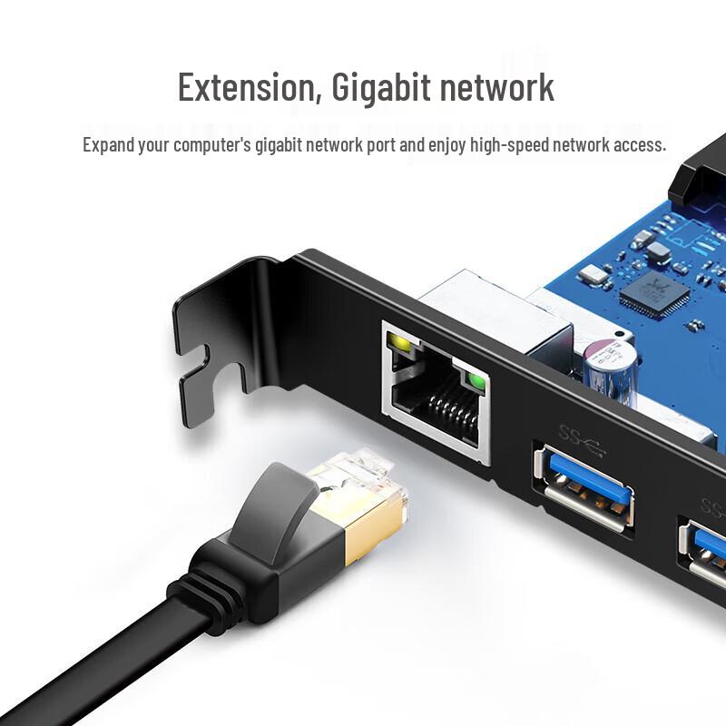 Ugreen PCI-E Gigabit Ethernet Card with 3-Port USB 3.0 Hub
