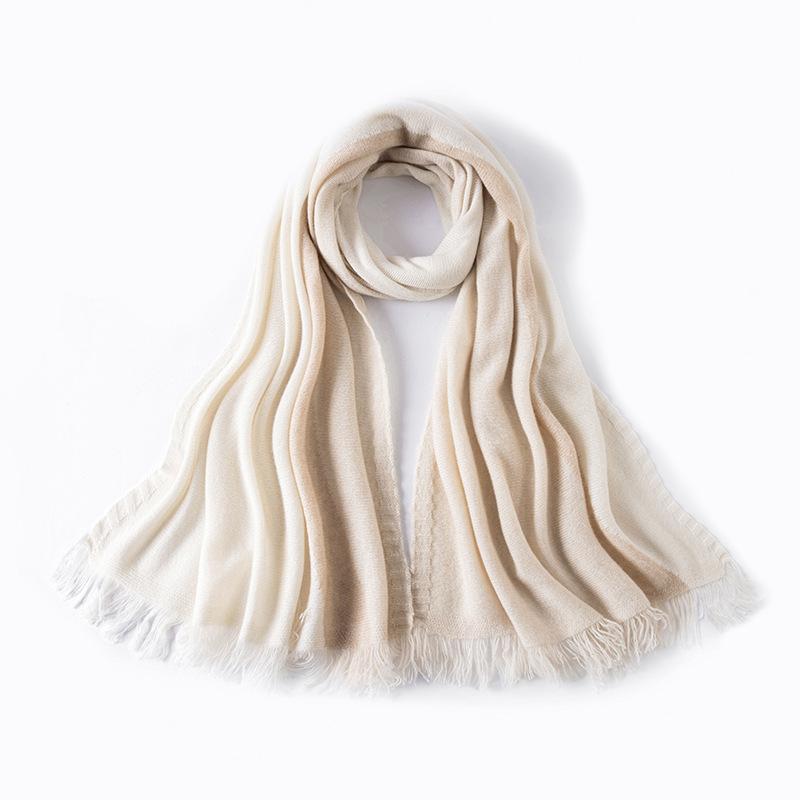 

Кашемировый шарф женский простой однотонный с бахромой шаль осенне-зимний теплый шарф из чистого кашемира универсальный повседневный шарф 180cm