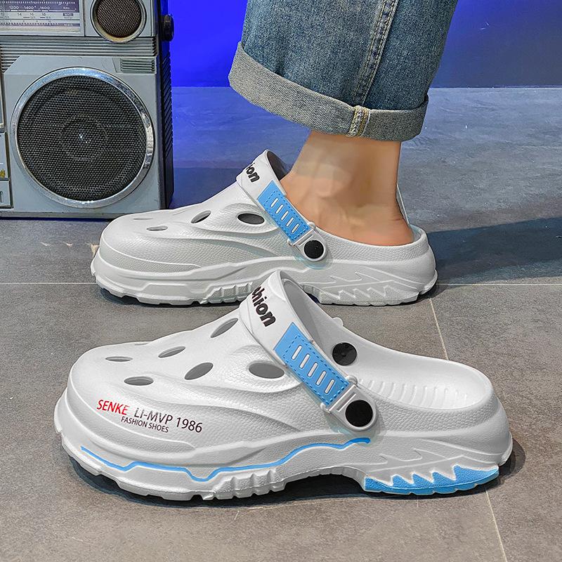 

Hole shoes men s 2025 summer new popular outer wear non-slip thick-soled high-end travel outdoor beach sandals 38