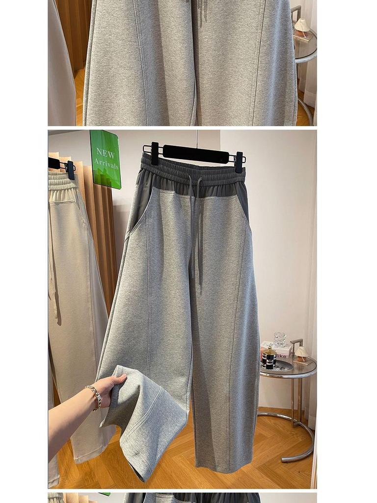 Spring 2024 Women's High-Waist Color-Contrast Wide-Leg Pants