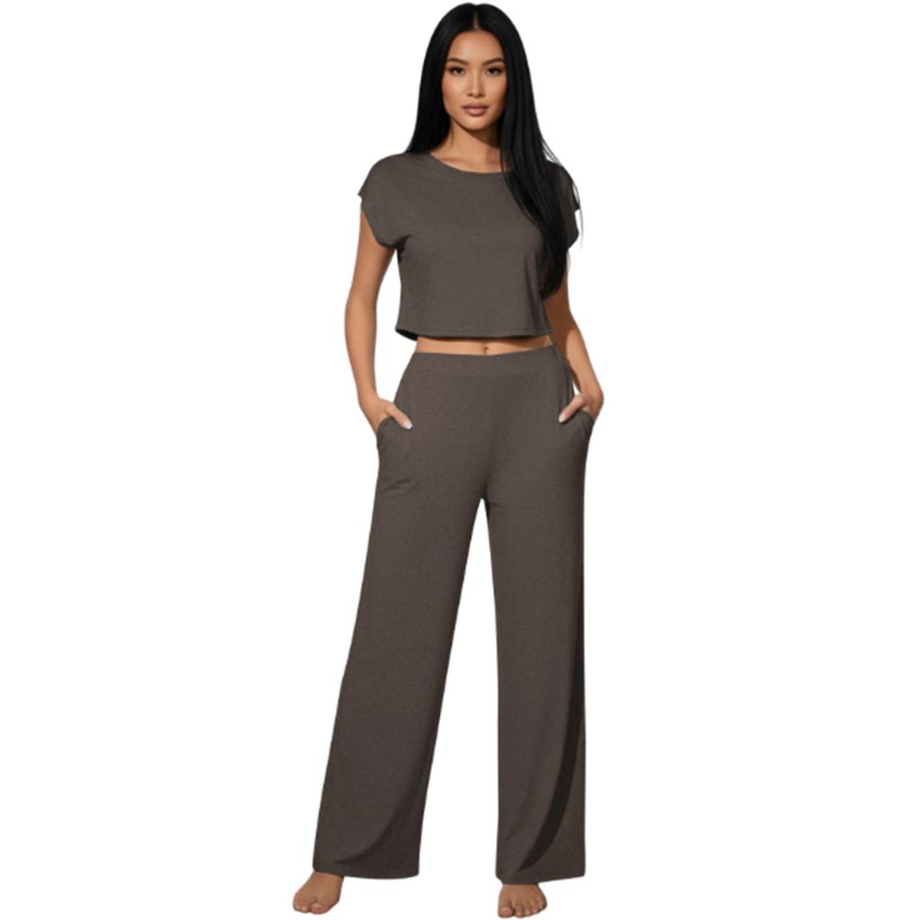 Women's Fashionable Casual Two-Piece Short-Sleeve Sports Suit