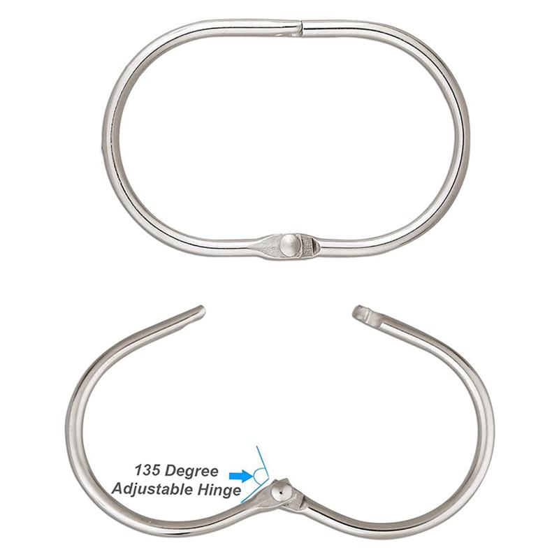 A20F-12 Pcs Open Shower Curtain Hook Rings Oval Hanging For Rod Hooks Metal Bathroom