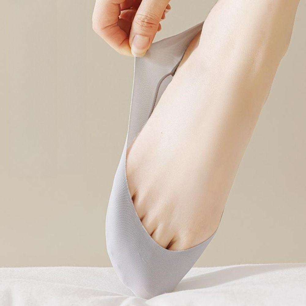 3Pairs Solid Color Invisible Socks Women Cotton Ankle Socks Sponge Soles Boat Socks  Daily