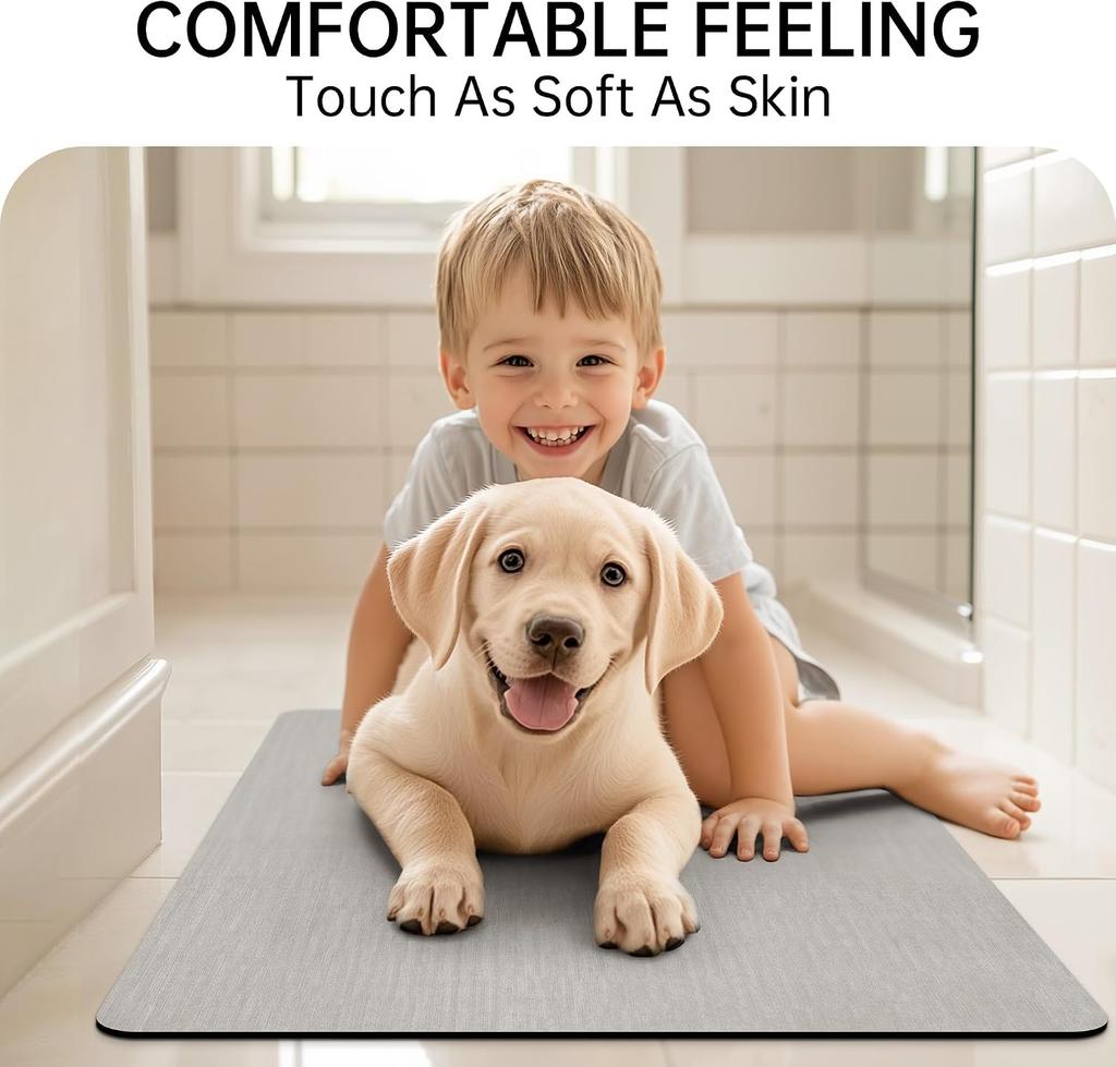 Rubber Non-Slip Quick Dry Absorbent Thin Bathroom Rugs Fit Under Door Bathroom Floor Mats-Shower Rug for In Front of Bathtub, Sink