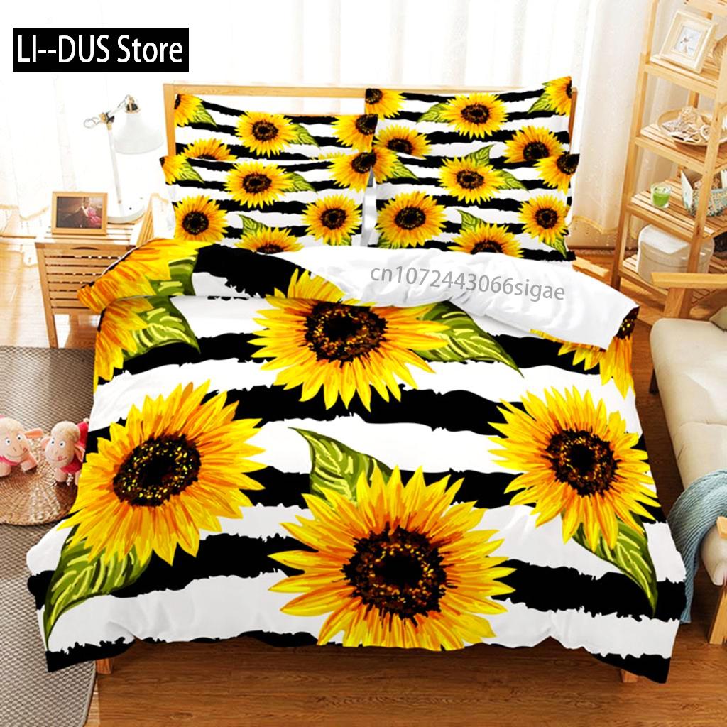 

Sunflower Duvet Cover Duvet Cover Rural Landscape Flowers Theme Bedding Set For Women Girls Bedroom Festival Gifts Decoration 135x200cm