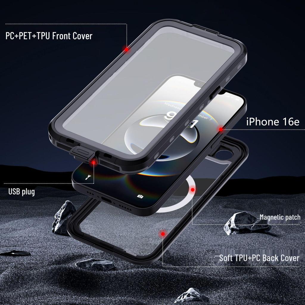 iPhone 16e Waterproof Drop-proof Full Coverage Protective Case for Outdoor Swimming