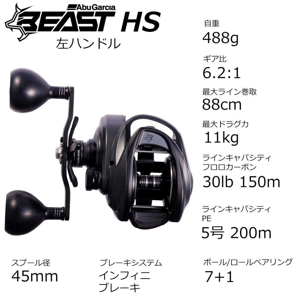 Abu Garcia Beast LP Beast 400 High Gear Baitcasting Reel Low Profile Bass Saltwater Monster Fish Big Game Left-Handed