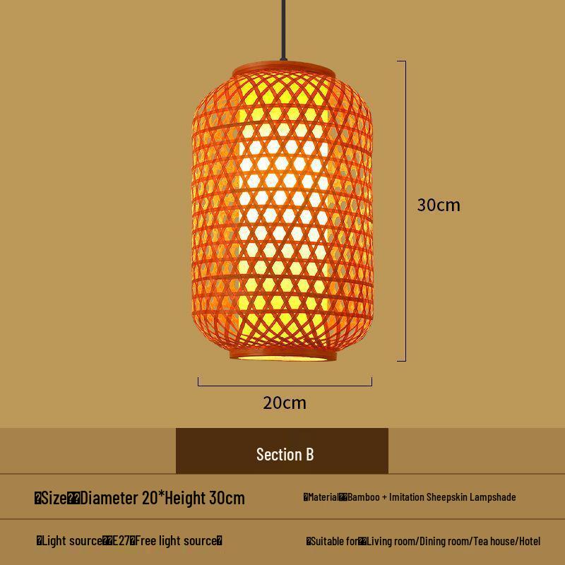 Chinese Bamboo Weaving Pendant Lantern with Logo for Hot Pot Restaurant or Teahouse