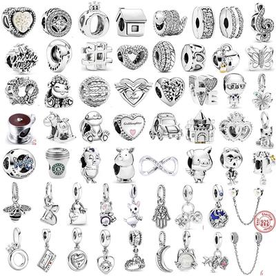 Argent 925 Animal Personnage Amour Série Clip Perles Pendentif Compatible Charme Original Accessoires Bracelet pour Femmes Bijoux DIY