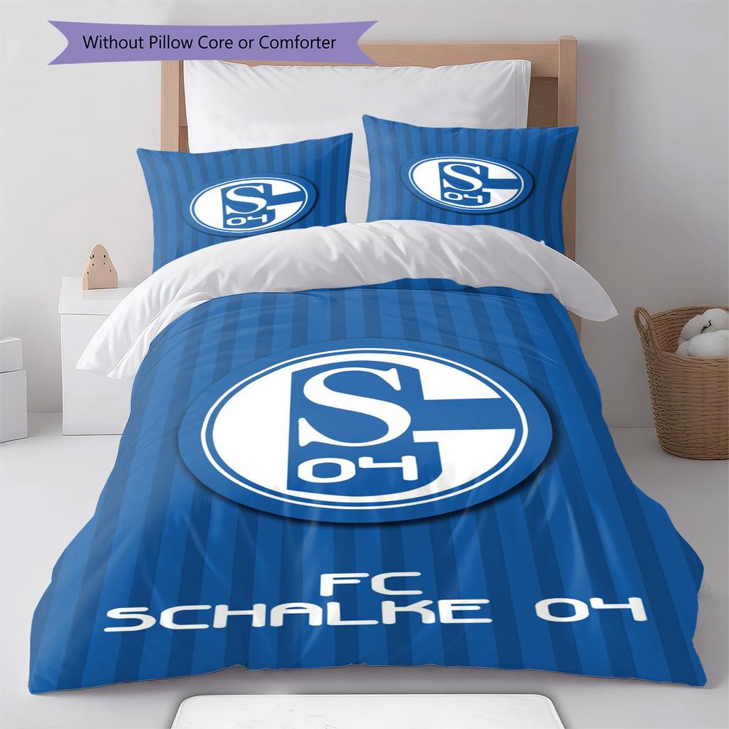 FC Schalke 04 Pattern Bedding Set Quilt Cover Pillowcase Home Decor Gift (1 * Duvet Cover + 2 * Pillowcase, Without Core)