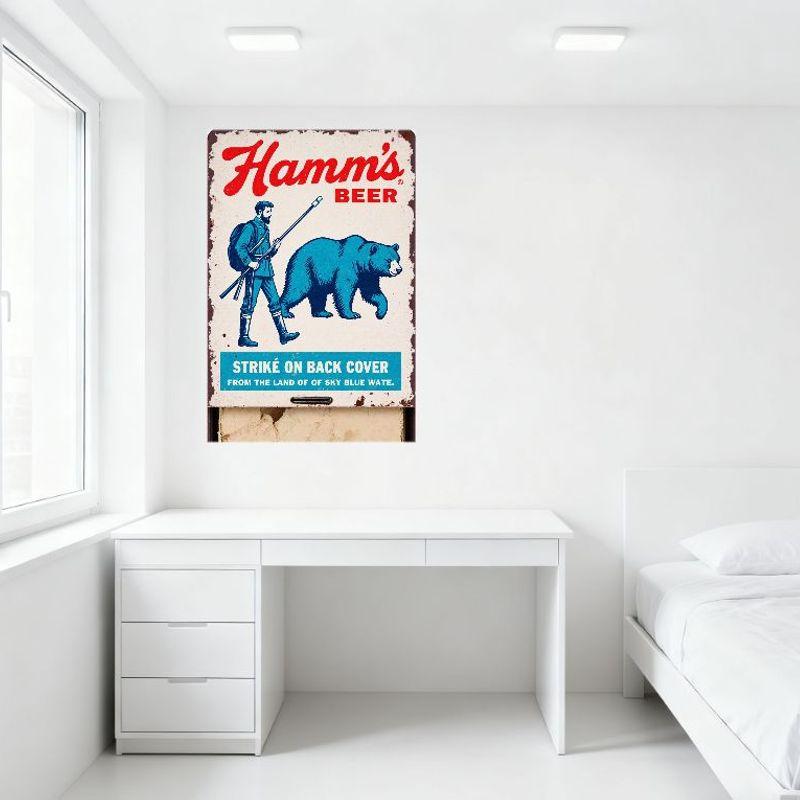 Hamm's Beer Vintage Metal Tin Sign Retro Military Hunting Bear Graphic Wall Plaque for Bar Man Cave Home Decor (Land of Sky Blue