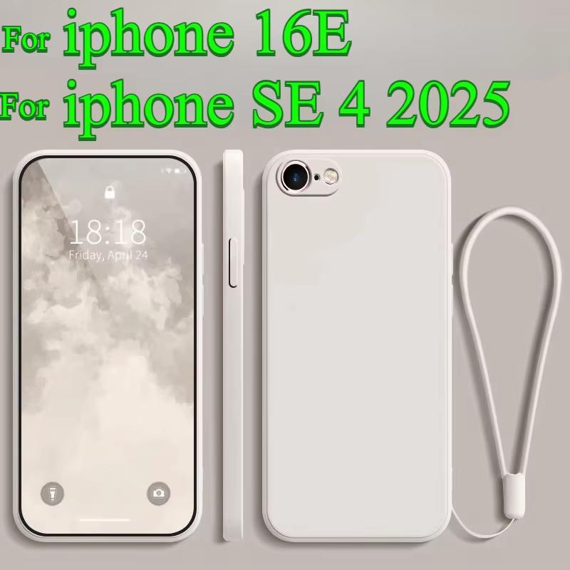 

Для iPhone 16E 16 E жидкий силиконовый ремешок кольцо держатель чехол для iPhone 16 Pro Max 16+ SE 4 объектива камера защитный чехол для телефона iphone 16E бежевый