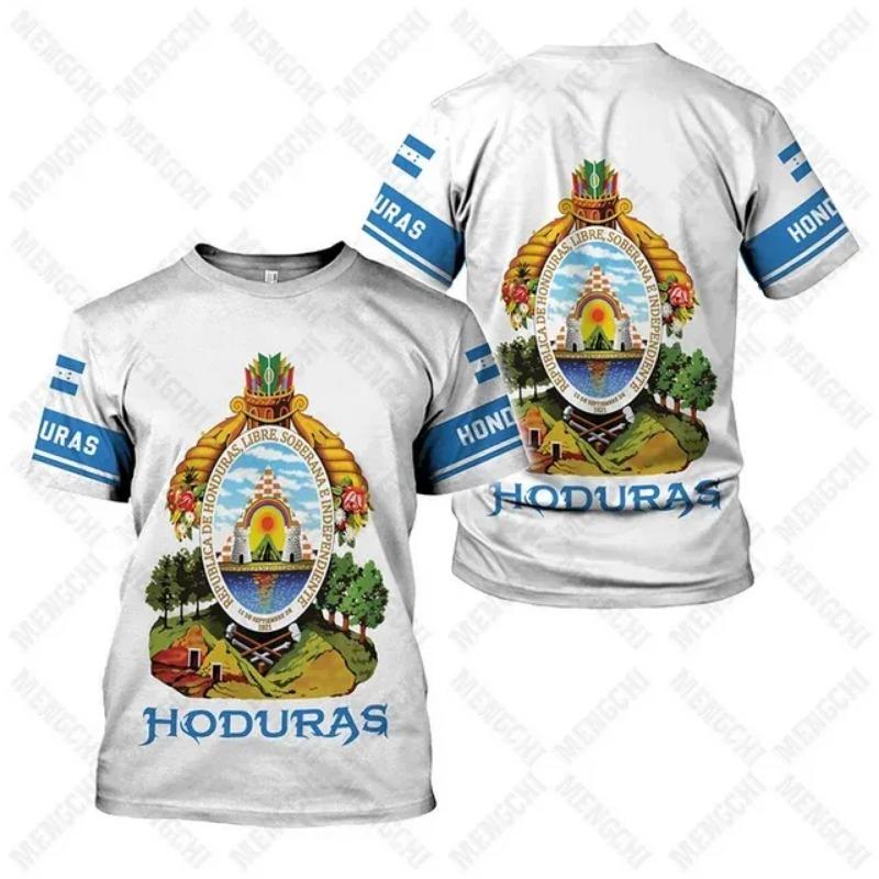 Honduras Vlajka Grafika Unisex Trička Letní Ležérní Streetwear Pánská Móda Dres Chlapec Nadrozměrná Trička Krátký Rukáv Sportovní Oblečení