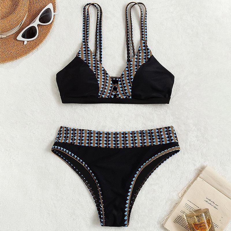 European & American Double Strap High Waist Bikini - 2025 Sexy Women's Swimwear