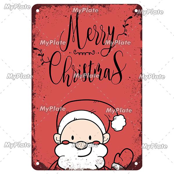 [MyPlate] 2023 Merry Christmas Metal Sign Gift Vintage Plaque Tin Sign Cafe Decor  Home Bar Sign Wall Sticker JOY Poster Gift