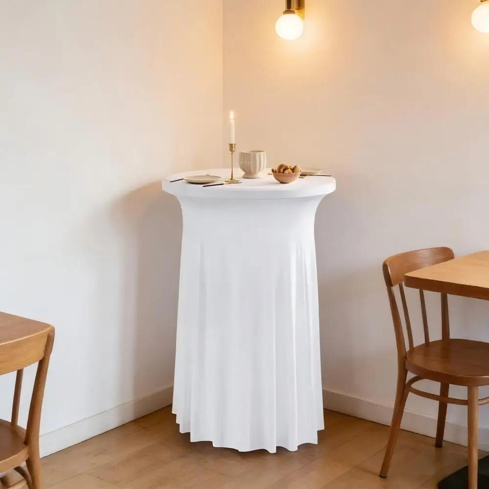 Elastic Height Stretch Round Tablecloth Long Drape Bar Counter Cover Bar Table Cover Wedding