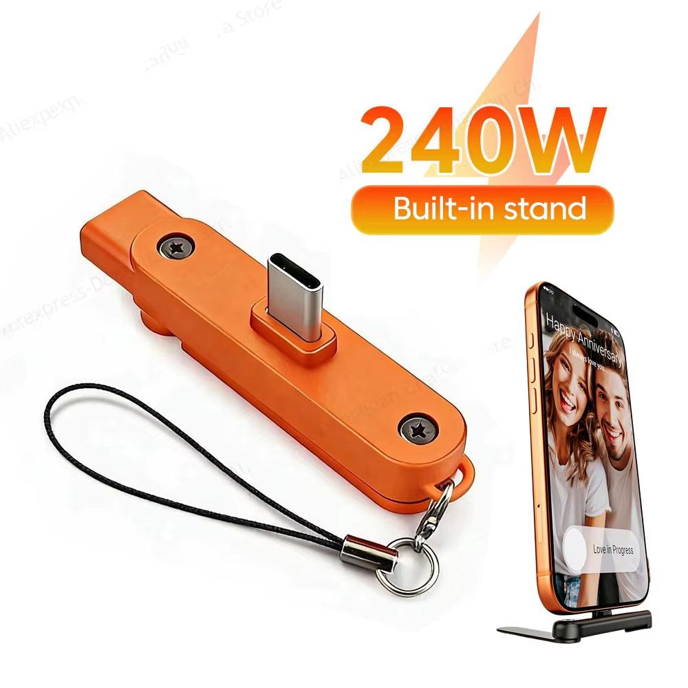 Typ-C-Handy-Ladehalterungsadapter 240W Schnellladung OTG USB-C Stecker auf USB-C Buchse Konverter Mit faltbarem Halter